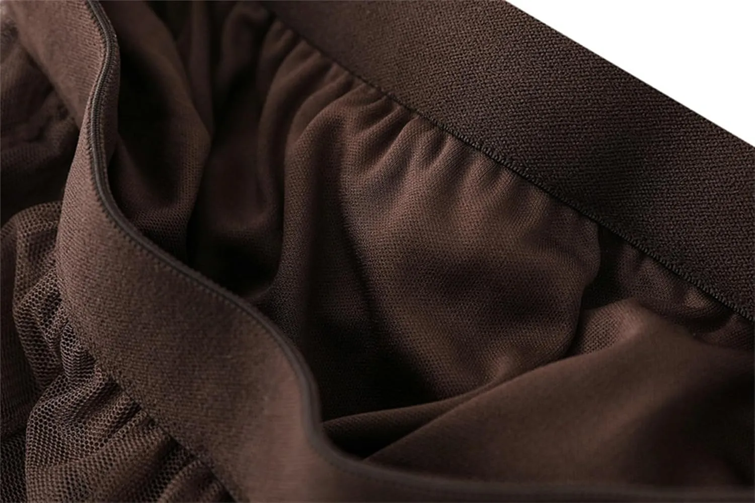 Women's High-Waisted Pleated Skirt with Elastic Waist Slim Midi Skirt Long Skirt with Two Layers of Mesh