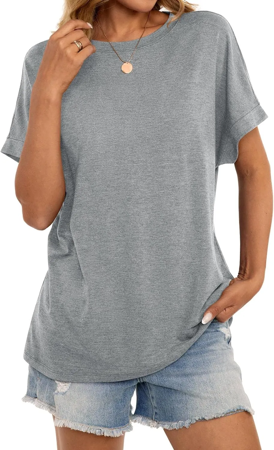 Womens Oversized T Shirts Short Sleeve Crewneck Loose Fit Tops Summer Outfits Clothes 2025