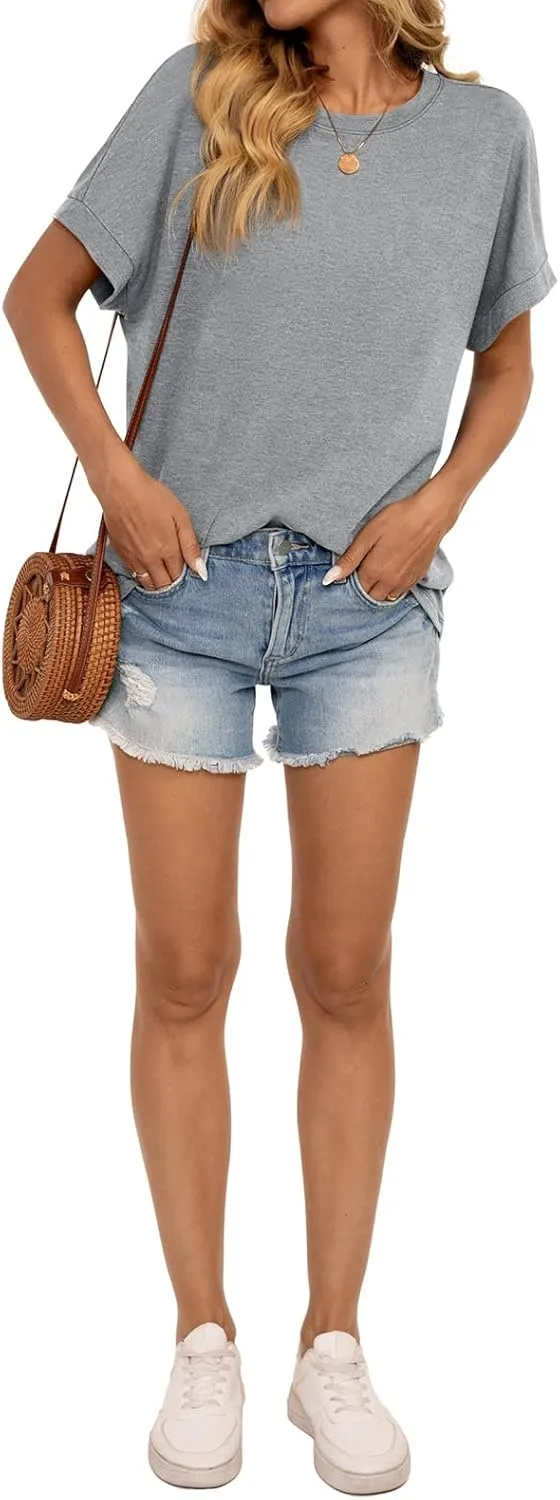 Womens Oversized T Shirts Short Sleeve Crewneck Loose Fit Tops Summer Outfits Clothes 2025