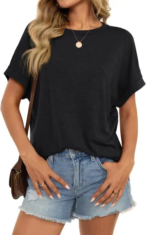 Womens Oversized T Shirts Short Sleeve Crewneck Loose Fit Tops Summer Outfits Clothes 2025