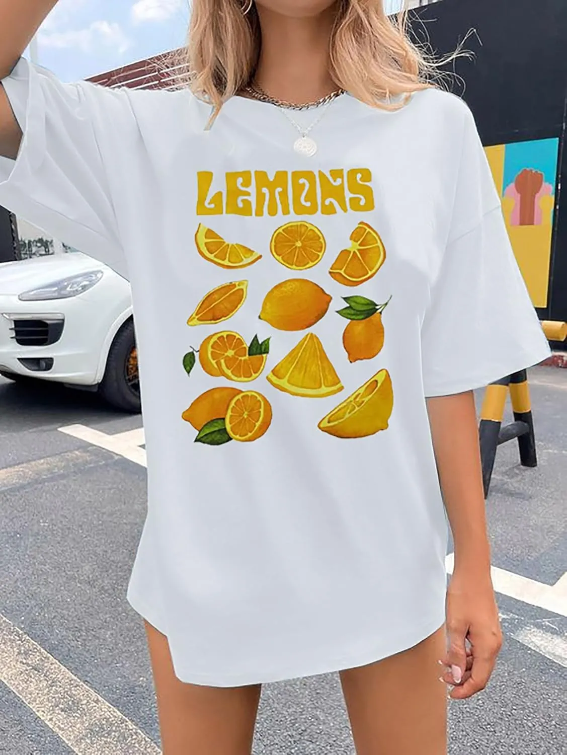 Womens Oversized T Shirts Strawberry Fruit Graphic Tees Summer Casual Loose Beach Vacation 2025 Clothes Tops