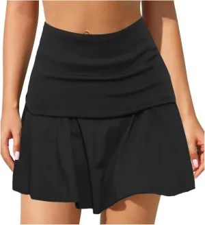 Women's Plain Pleated Skirt Women's Sports Waistband Skirt A Line Leopard Midi Skirt