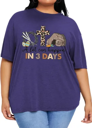 Women's Plus Size Short Sleeve Tops Jesus Shirt Christian Shirts Easter Graphic Tees