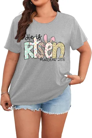 Women's Plus Size Short Sleeve Tops Jesus Shirt Christian Shirts Easter Graphic Tees
