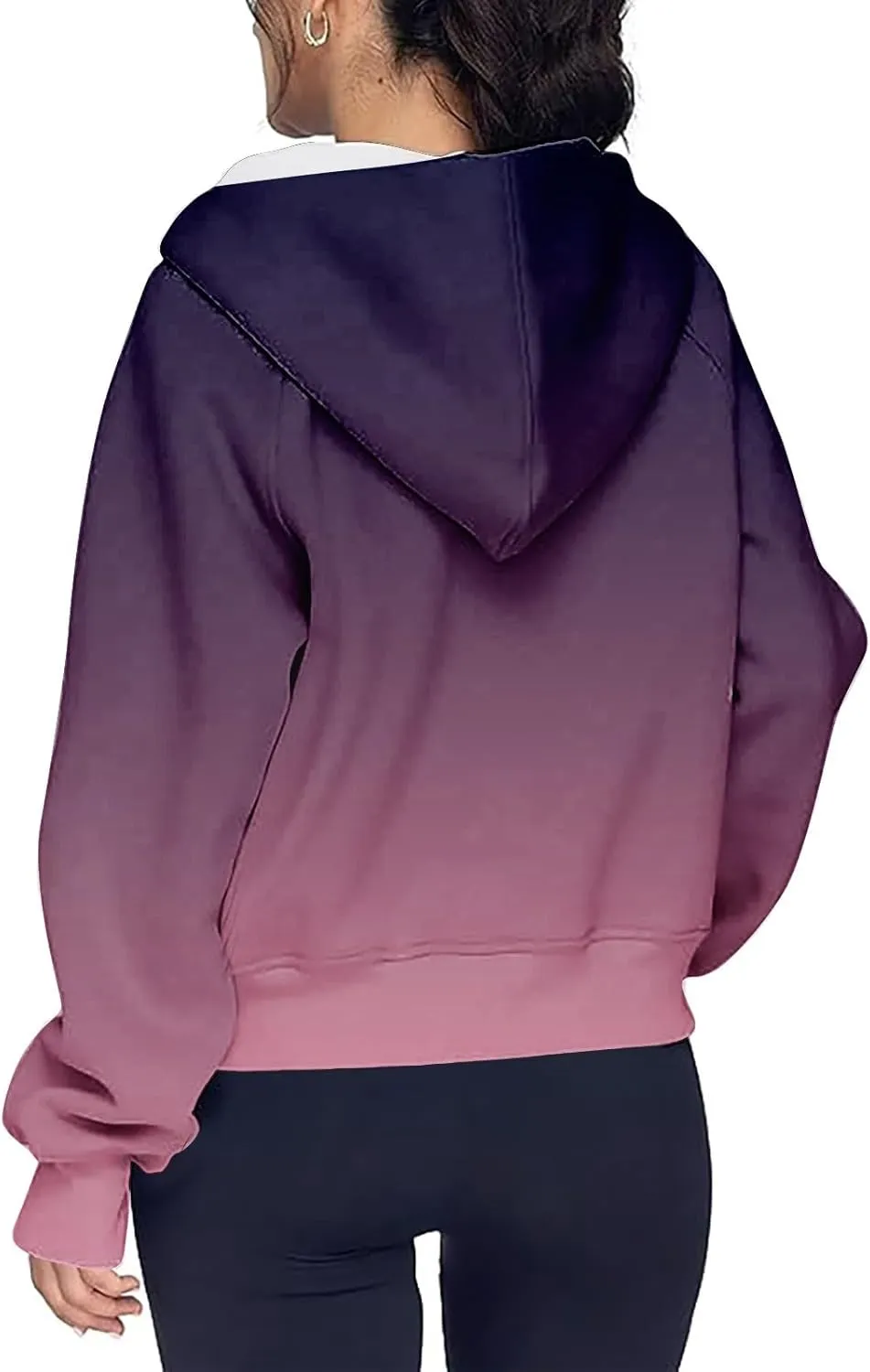 Womens Plus Size Sweatshirt Full Zipper Long Sleeve Coats Thumb Hole Zip Up Hoodie Solid Color Pullover with Pockets