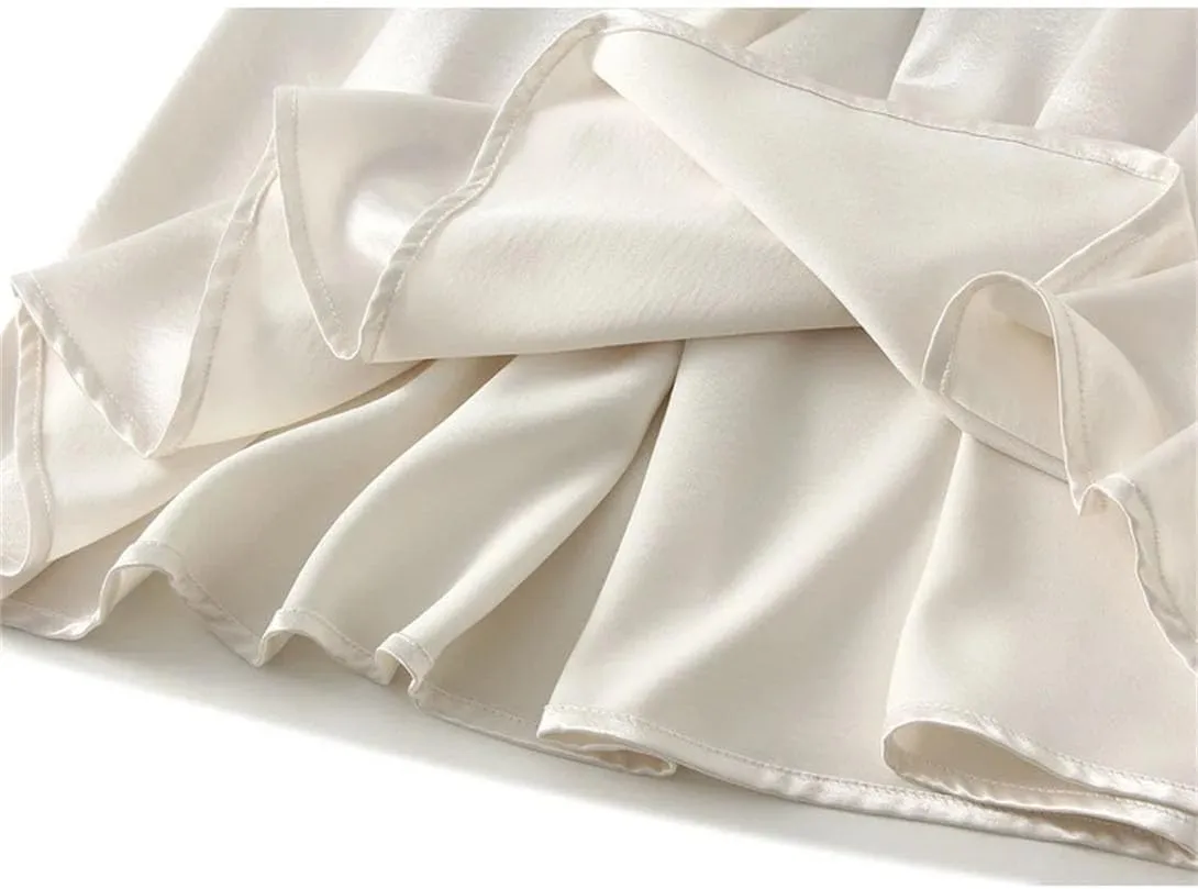 Women's Satin A-Line Skirt Casual High Waist Fashion Summer Beach Holiday Midi Skirt