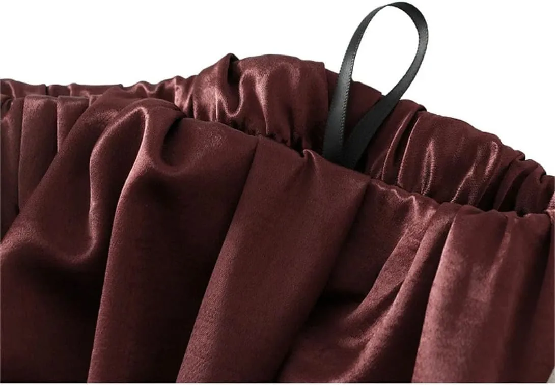 Women's Satin A-Line Skirt Casual High Waist Fashion Summer Beach Holiday Midi Skirt