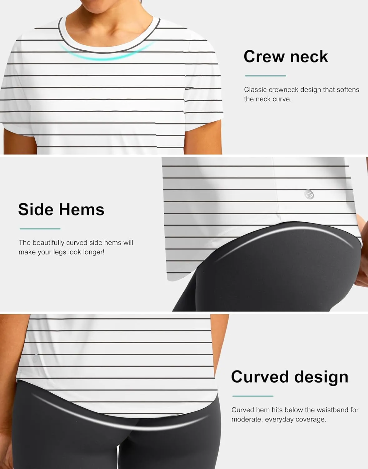 Women's Short Sleeve Workout Shirts Breathable UPF 50  Sun Protection T-Shirts Quick Dry Gym Running Hiking Tops
