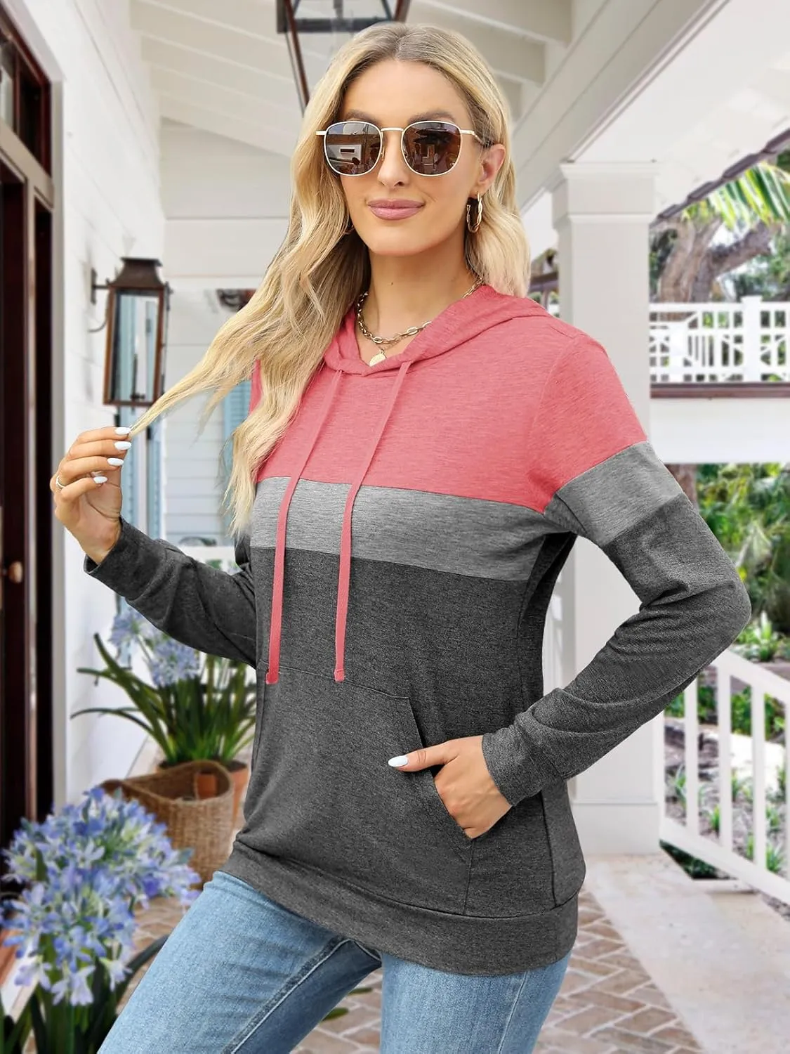 Womens Tops Ladies Tunics Casual Shirts Long Sleeve Hoodie Pullover Blouses Loose Fitting Tees Fashion Clothing Sweatshirts
