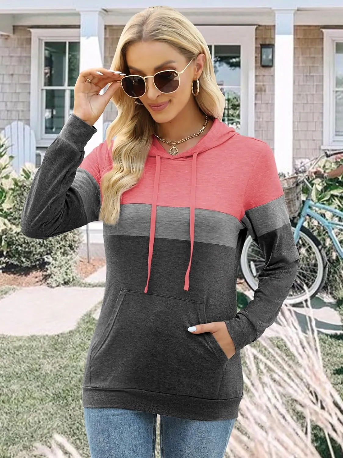 Womens Tops Ladies Tunics Casual Shirts Long Sleeve Hoodie Pullover Blouses Loose Fitting Tees Fashion Clothing Sweatshirts