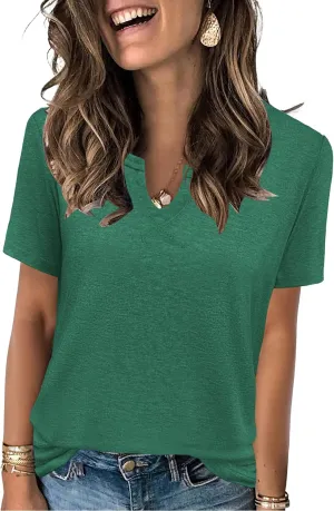 Womens Tops Short Sleeve T Shirts for Women Spring Summer Fashion Clothes Casual V Neck Blouses