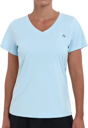 Women's UPF 50  Sun Shirts Dry Fit Athletic Running Long Sleeve T-Shirts V-Neck Performance Tee Top