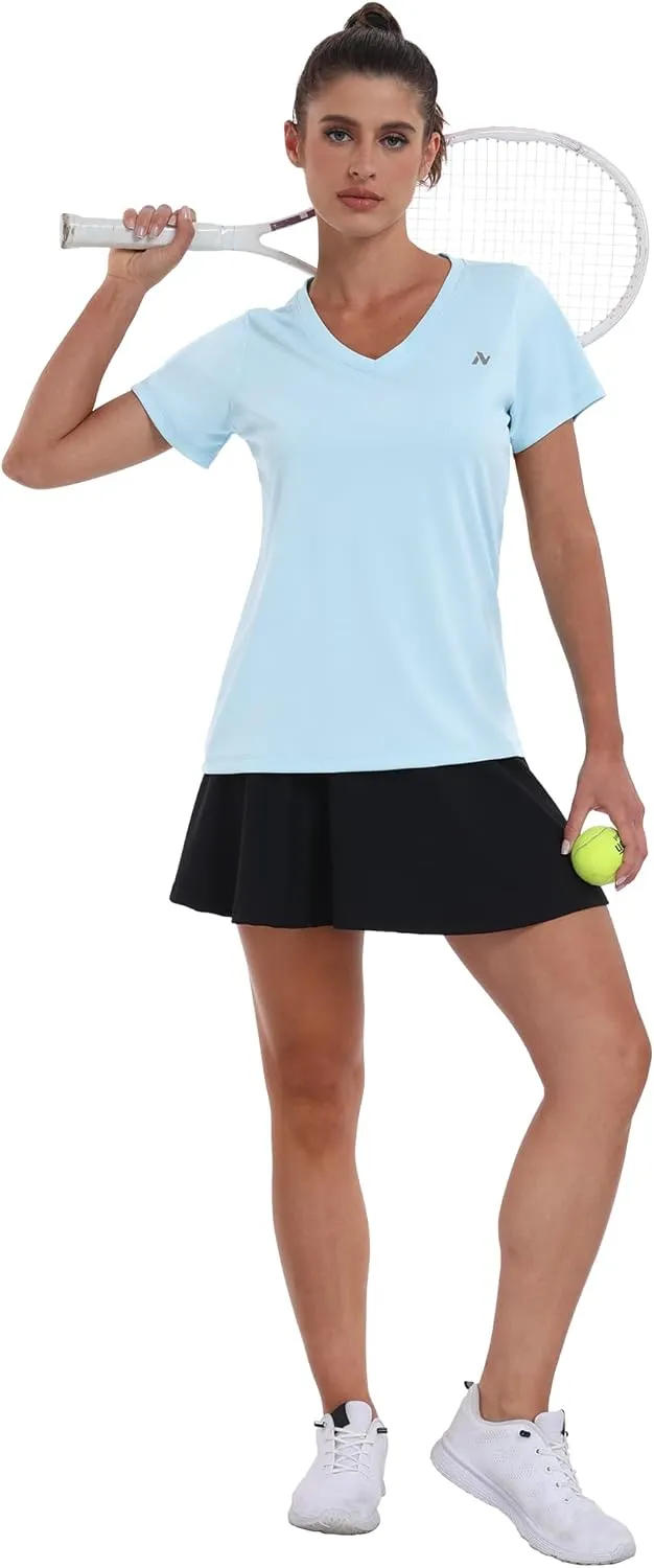 Women's UPF 50  Sun Shirts Dry Fit Athletic Running Long Sleeve T-Shirts V-Neck Performance Tee Top