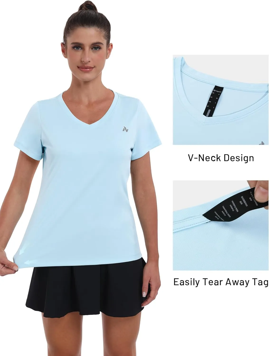 Women's UPF 50  Sun Shirts Dry Fit Athletic Running Long Sleeve T-Shirts V-Neck Performance Tee Top