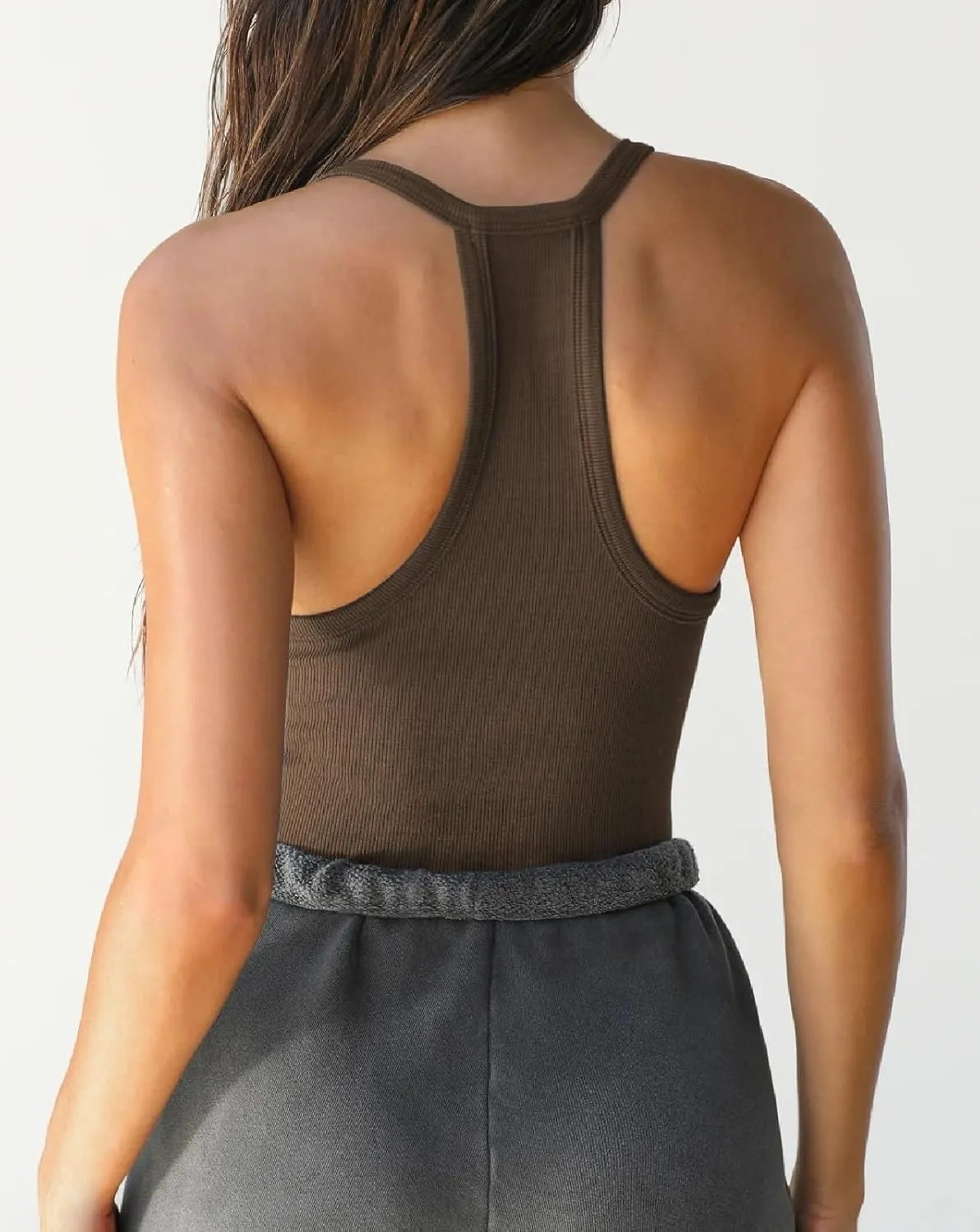 Womens V Neck Racerback Tank Tops Y2K Fitted Sleeveless Shirts Summer Ribbed Tees