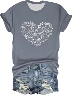Womens Vintage Flowers T Shirt Boho Wildflower Graphic Loose Tees Cute Summer Short Sleeve Tops