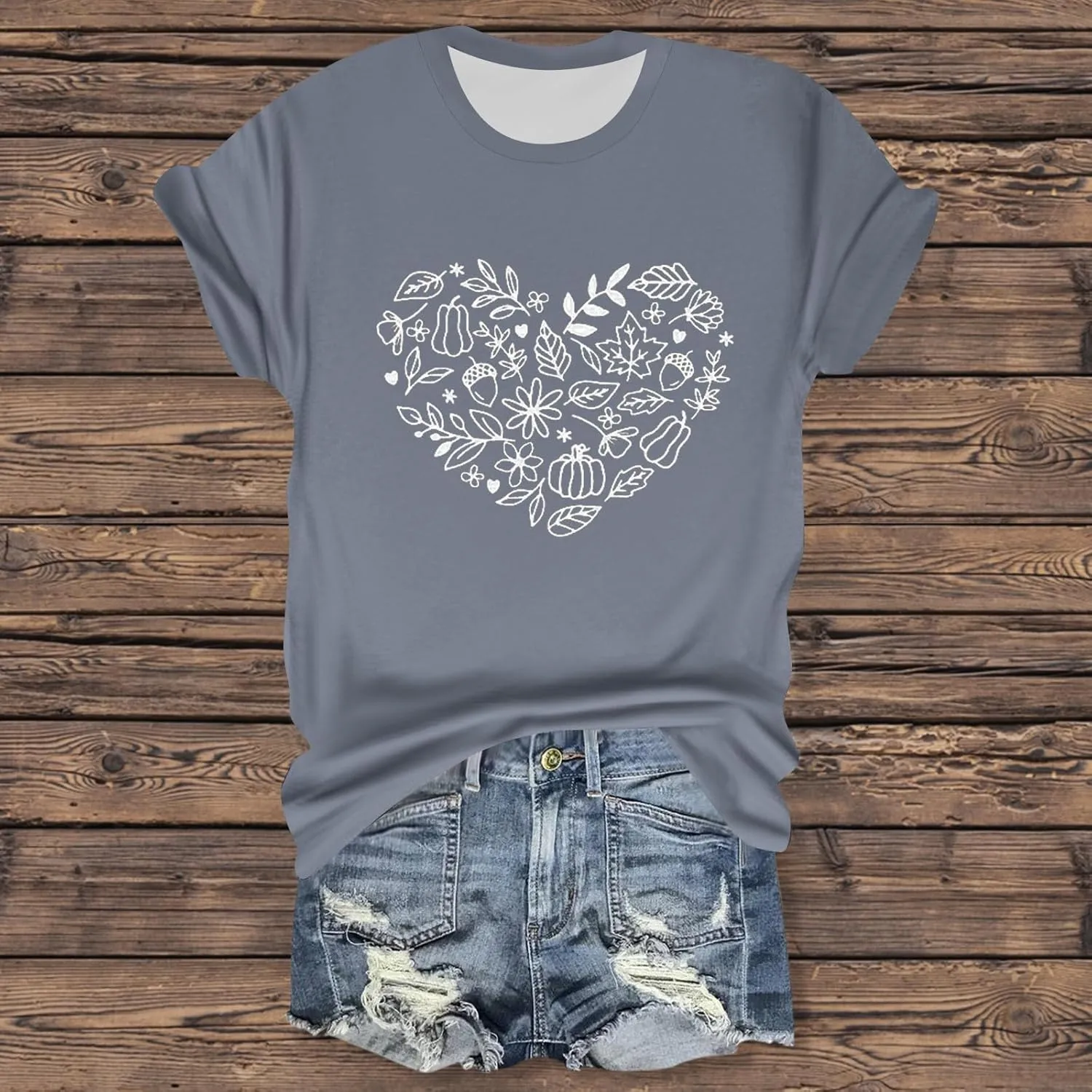 Womens Vintage Flowers T Shirt Boho Wildflower Graphic Loose Tees Cute Summer Short Sleeve Tops