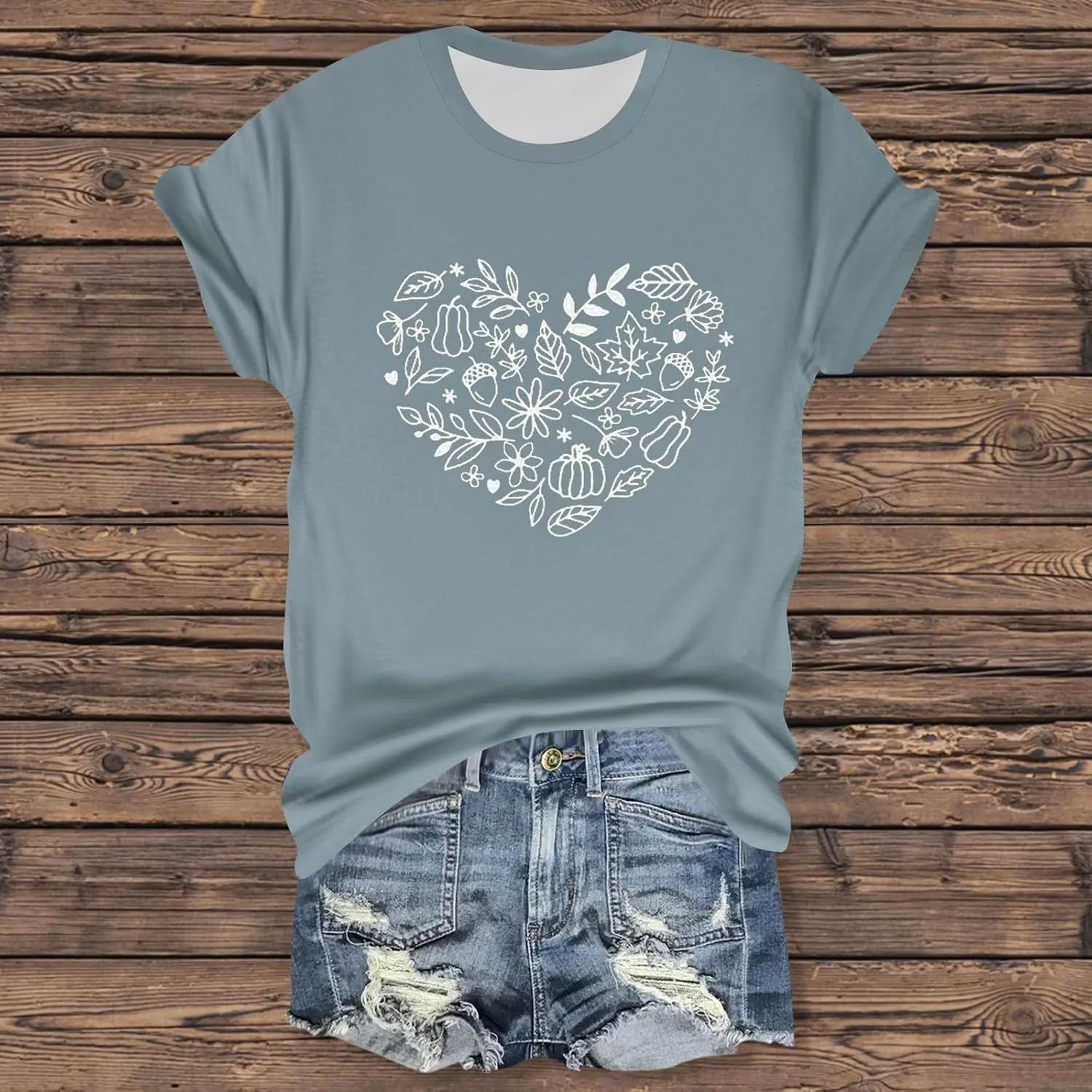 Womens Vintage Flowers T Shirt Boho Wildflower Graphic Loose Tees Cute Summer Short Sleeve Tops