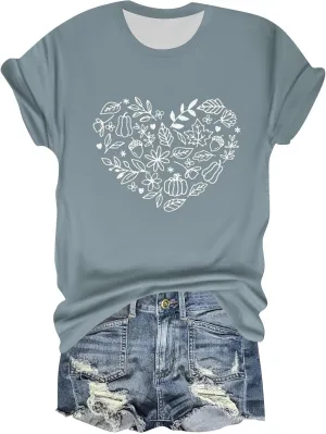 Womens Vintage Flowers T Shirt Boho Wildflower Graphic Loose Tees Cute Summer Short Sleeve Tops