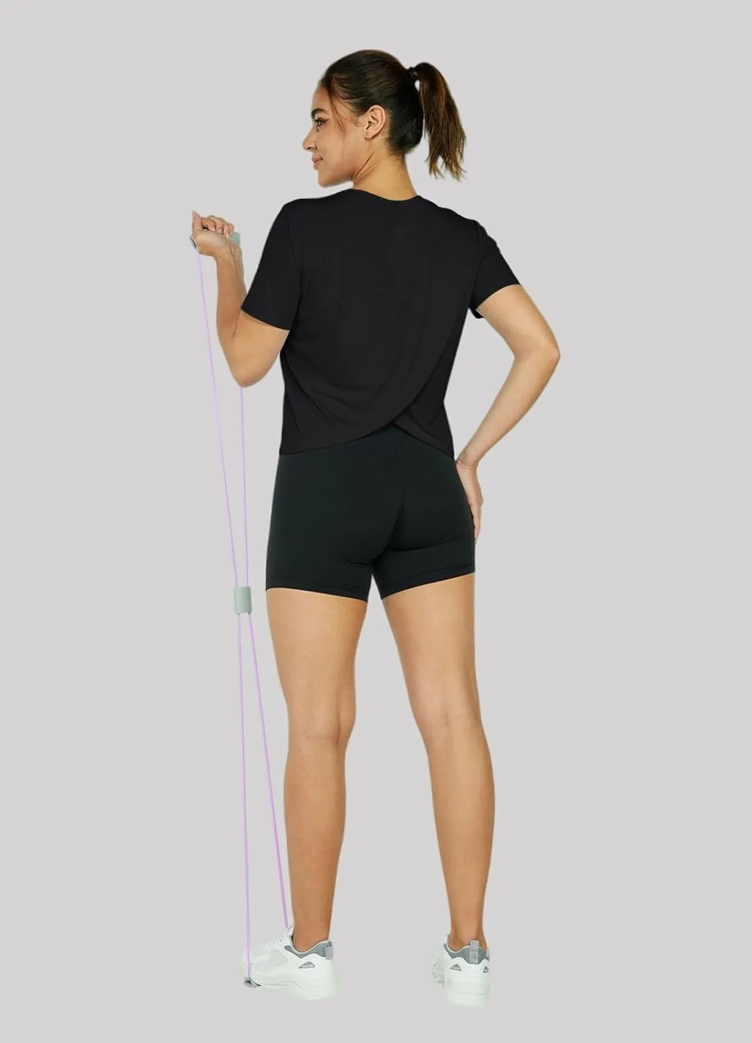 Women's Workout Shirts Short Sleeve Cropped Split Back Athletic Tops Active Running Gym Quick Dry Sun Shirts UPF 50 