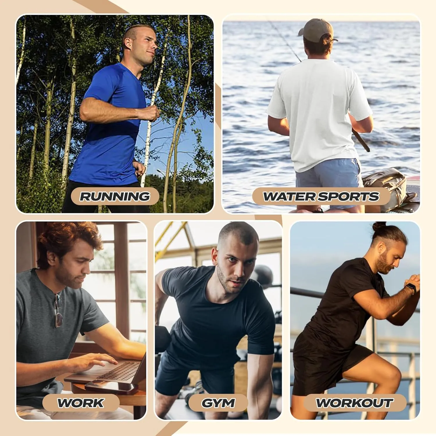 Workout Mens Shirts - Casual Black Quick Dry Moisture Wicking T-Shirts Crew Neck Short Sleeve for Gym Athletic Running