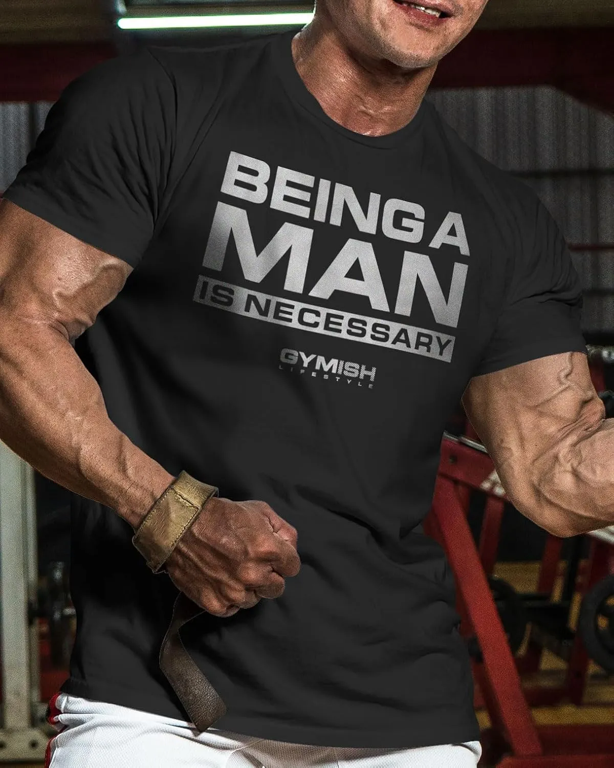 Workout Shirts for Men, Being A Man is Necessary Gym Shirt, Funny Lifting T-Shirt (Being A Man is Necessary)