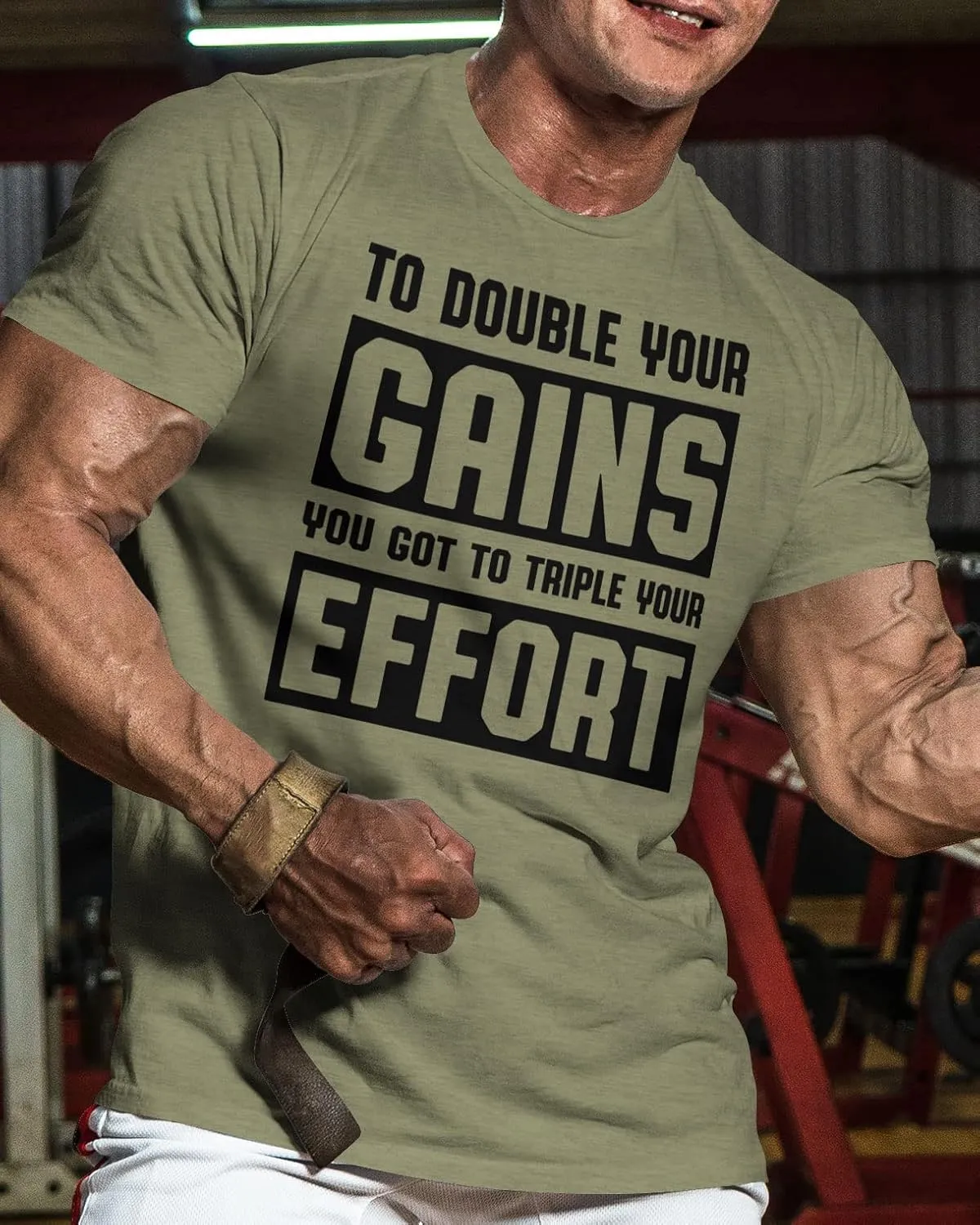 Workout Shirts for Men, to Double Your Gains Triple Your Effort Gym Shirt, Funny Lifting T-Shirt