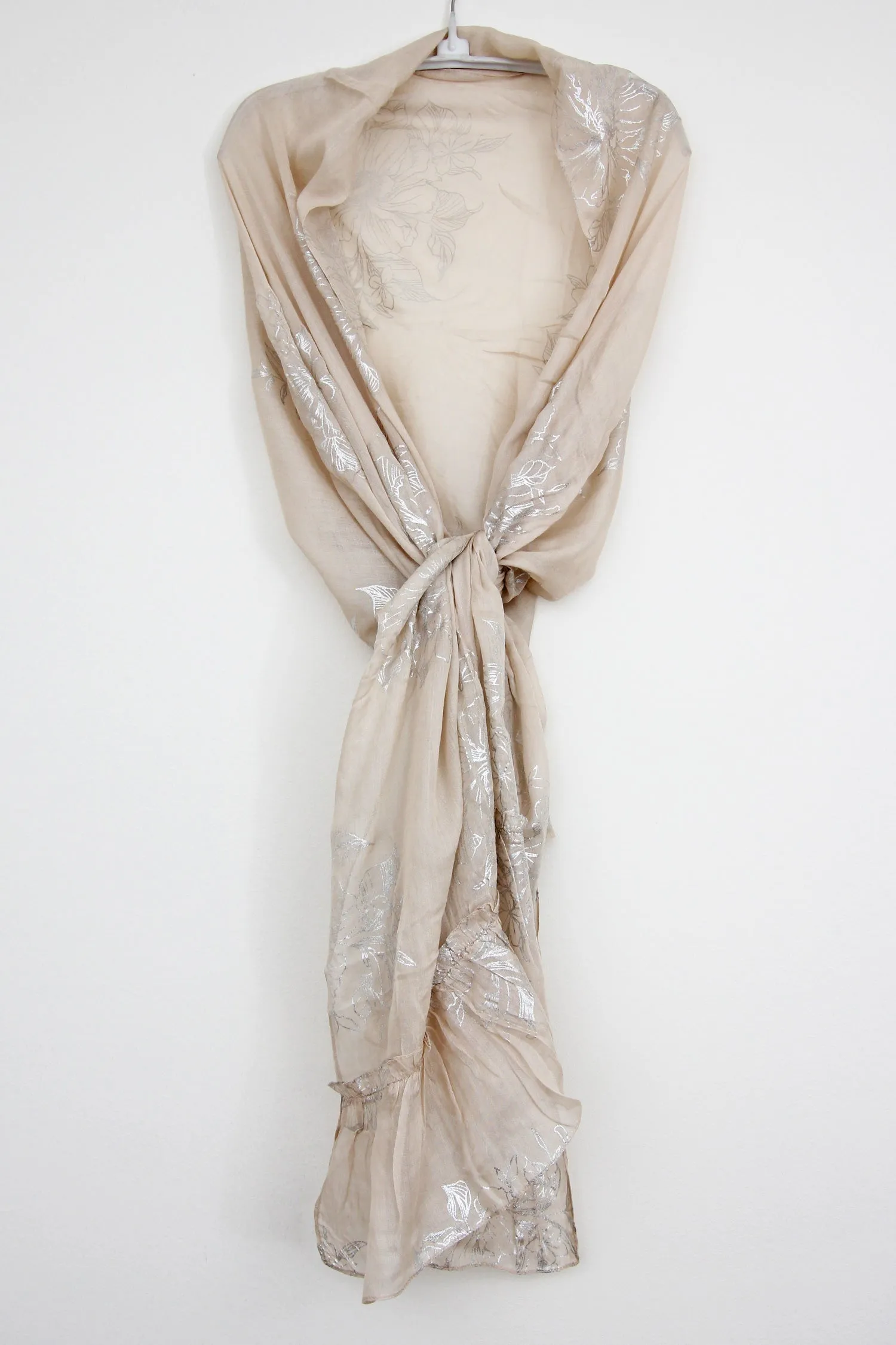 Wrap Ruffle Metallic Silver
