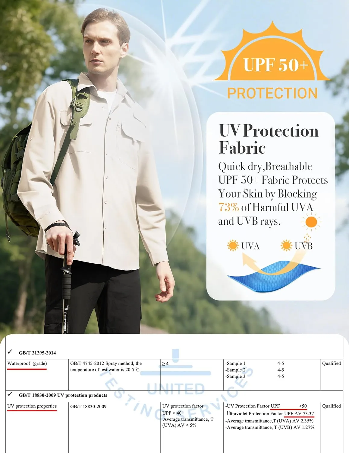 WULFUL Men's Sun Protection Fishing Shirts UPF 50  UV Lightweight Quick Dry Cooling Button Down Shirts for Work Hiking Safari
