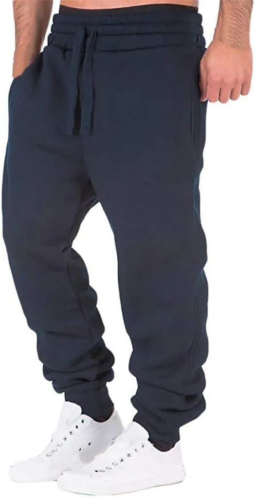 XUETON Men Cargo Jogger Sweatpants Elastic Waist Slim Fit Athletic Jogger Workout Track Pants Drawstring Khaki Chinos Trouser(Navy,3X-Large)