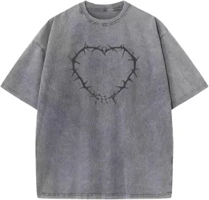 Y2K Graphic T-Shirts Vintage Oversized Tees Streetwear Casual Acid Washed Tops for Men Women