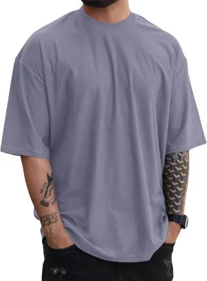YawYews Mens Fashion Short Sleeve Tshirts Workout Oversize Pullover Solid Color Casual Tees