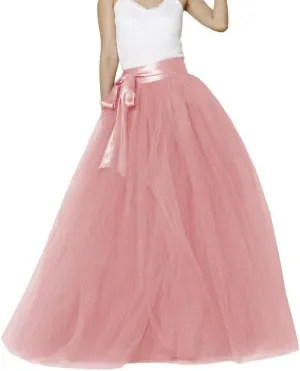 YJNXHN Women's Long Maxi Layered A Line Tulle High Waist Skirt Floor Length for Wedding Party Evening Prom