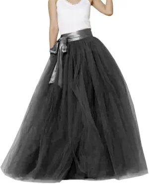 YJNXHN Women's Long Maxi Layered A Line Tulle High Waist Skirt Floor Length for Wedding Party Evening Prom