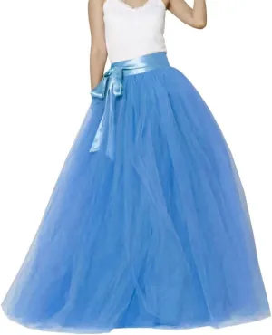 YJNXHN Women's Long Maxi Layered A Line Tulle High Waist Skirt Floor Length for Wedding Party Evening Prom