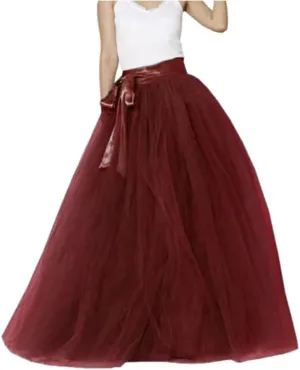YJNXHN Women's Long Maxi Layered A Line Tulle High Waist Skirt Floor Length for Wedding Party Evening Prom