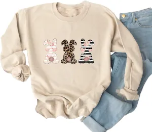 Ykomow Happy Easter Sweatshirt Women Long Sleeve Cute Bunny Rabbit Graphic Tees Pullover