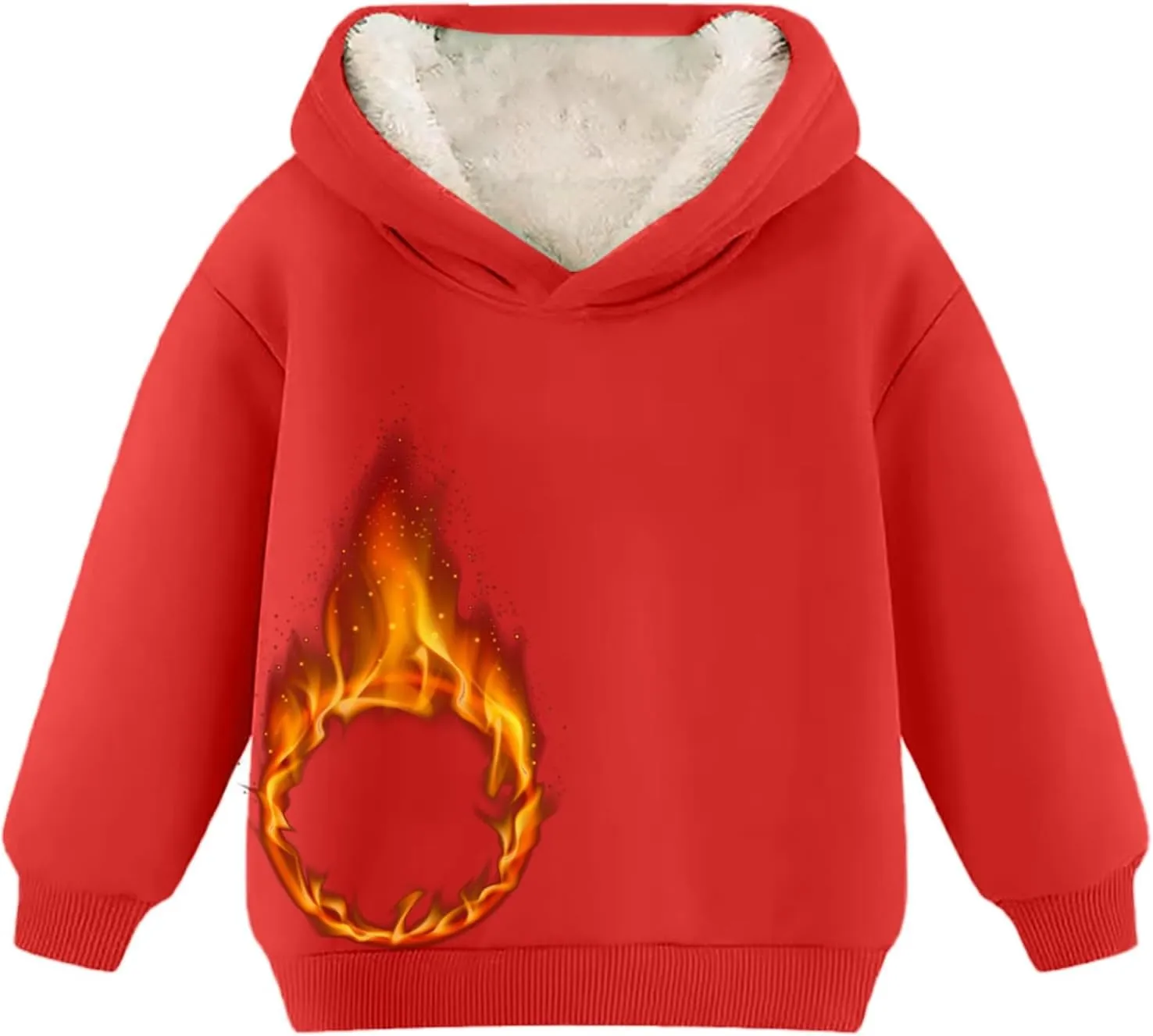 Youth Boys Girls Winter Sherp Lined Hoodie Kid's Fleece Pullover Hooded Sweatshirt Thicken Basic Solid Cotton Hoodie