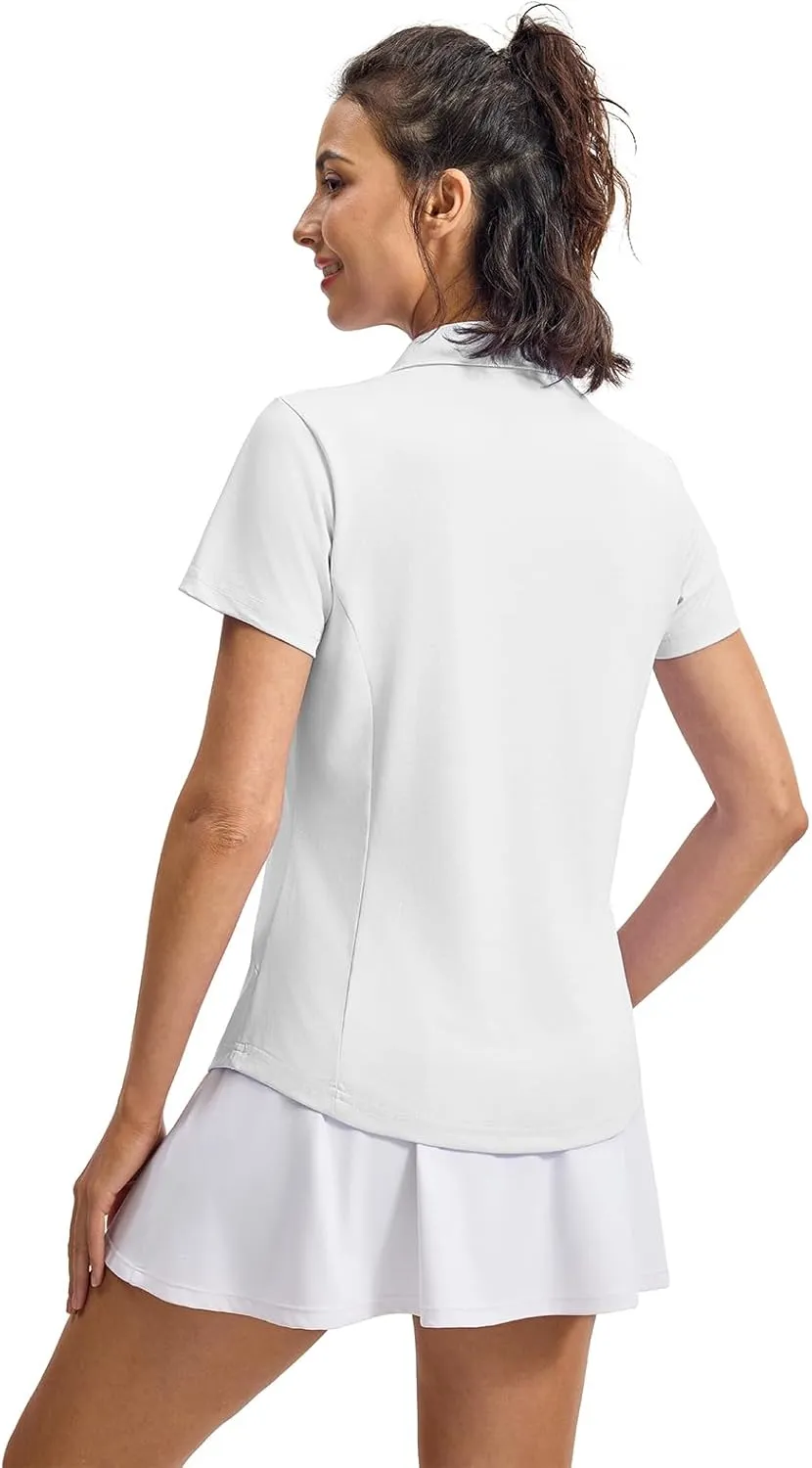 YSENTO Womens Golf Apparel Shirts Clothes V-Neck Tops Collared UPF 50  Dry Fit Short Sleeve Tennis Polo Shirts