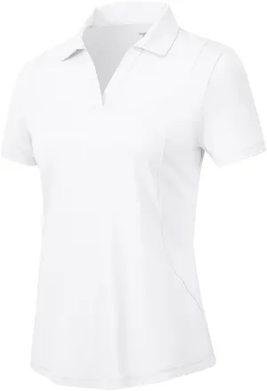YSENTO Womens Golf Apparel Shirts Clothes V-Neck Tops Collared UPF 50  Dry Fit Short Sleeve Tennis Polo Shirts