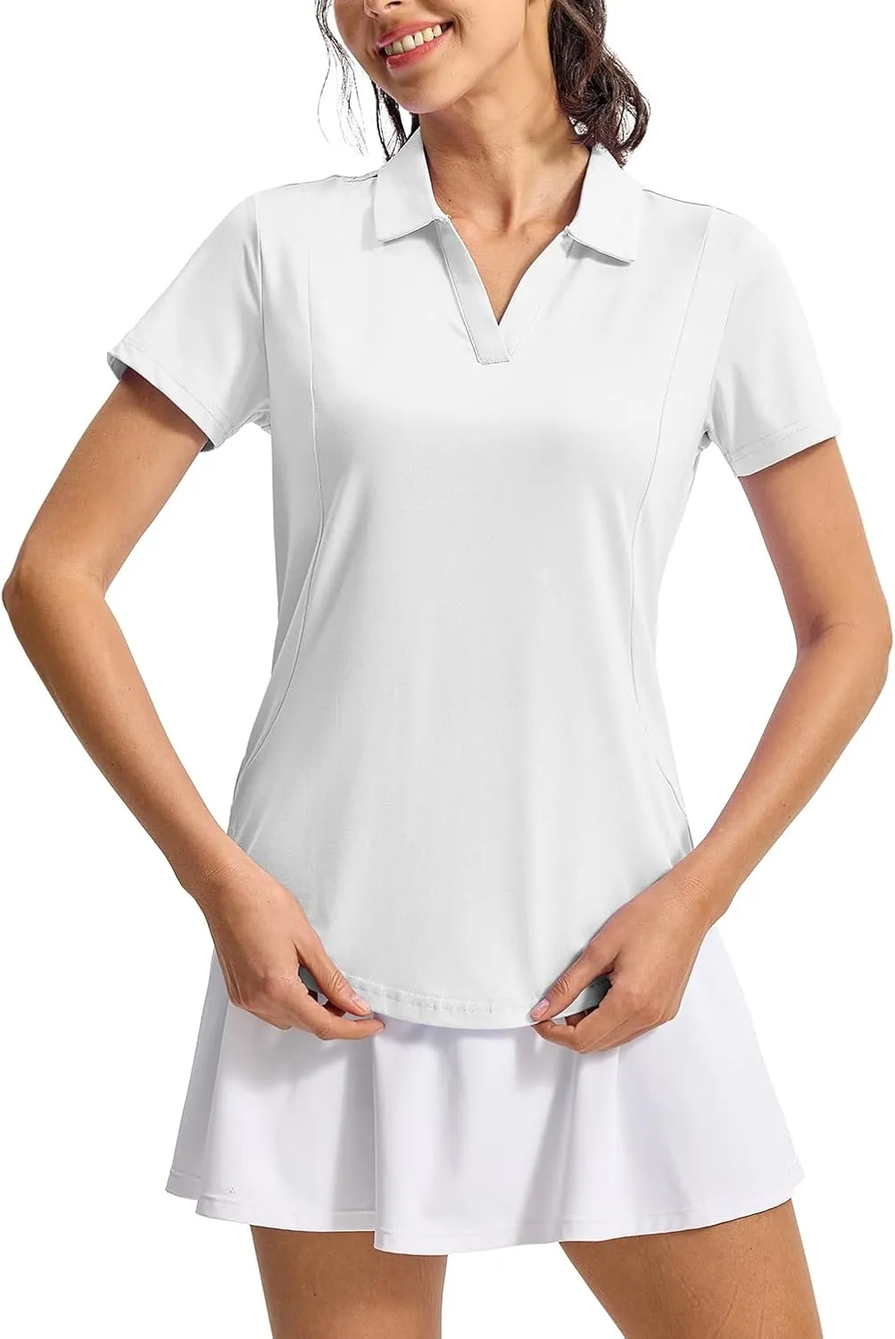 YSENTO Womens Golf Apparel Shirts Clothes V-Neck Tops Collared UPF 50  Dry Fit Short Sleeve Tennis Polo Shirts