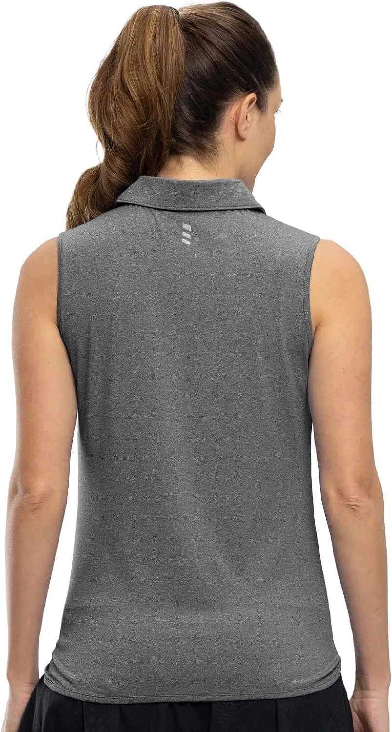 YSENTO Women's Sleeveless Golf Shirts Tops Clothes Collared 1/4 Zip Quick Dry Tennis Polo Shirts Apparel