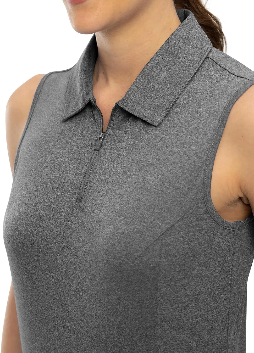 YSENTO Women's Sleeveless Golf Shirts Tops Clothes Collared 1/4 Zip Quick Dry Tennis Polo Shirts Apparel