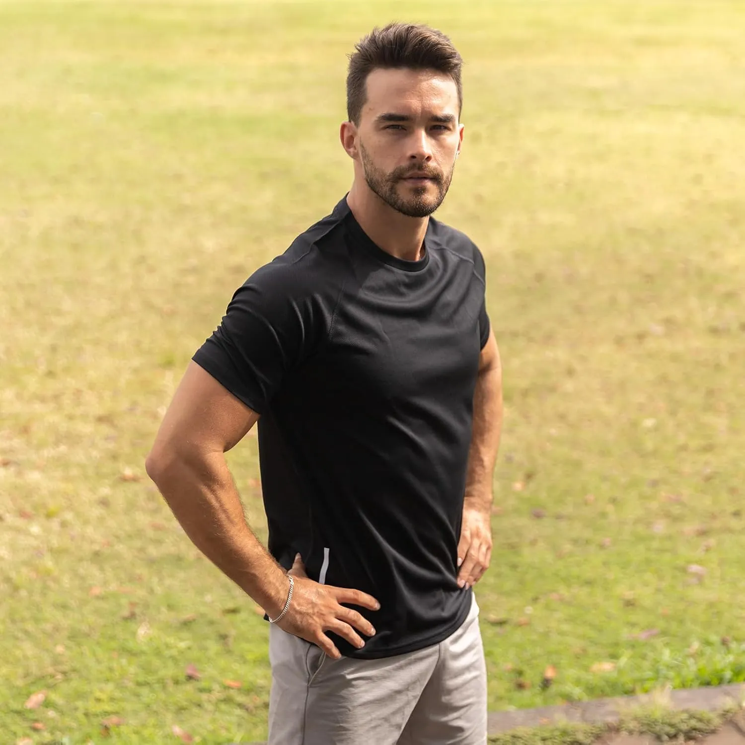 ZENGVEE Men's 3 Pack Workout Shirts Quick Dry Moisture Wicking Short Sleeve Mesh Athletic T-Shirts Lightweight Athletic
