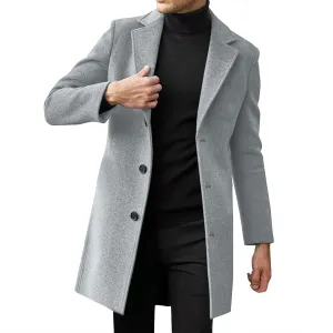 ZYXTIM Men's Casual Trench Coat Wool Blend Pea Coat Notched Collar Single Breasted Warm Winter Long Jacket Oversize Overcoat