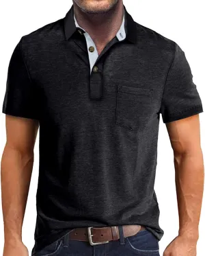 ZYXTIM Men's Short Sleeve Henley Tee Fashion Button Business Work Golf Polo Shirts Summer Soild Slim Ribbed T-Shirts Big&Tall