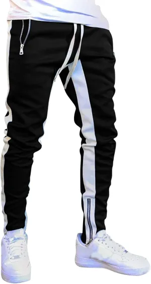 ZYXTIM Work Utility Jogger Pants for Men,Mens Slim Fit Color Block Patchwork Athletic Gym Workout Running Jogger Sweatpants